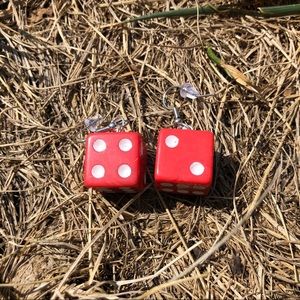 HANDMADE RED DICE EARRINGS